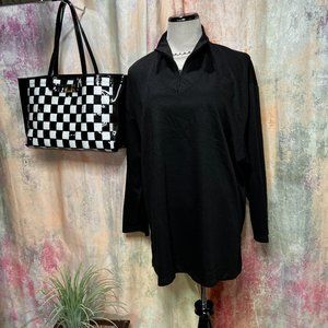 📌Black Long Top with Zipper Closure and long Sleeves